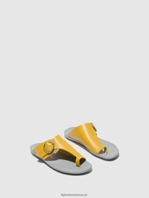 Pantoletten mit offener Zehenpartie, Mica758 Frauen Fly London ZV2XXB367 Senf