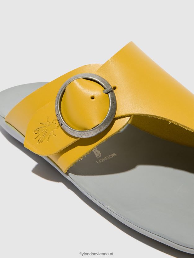 Pantoletten mit offener Zehenpartie, Mica758 Frauen Fly London ZV2XXB367 Senf