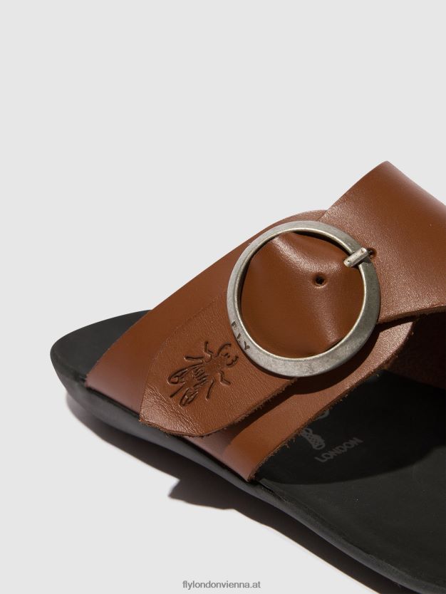 Pantoletten mit offener Zehenpartie, Mica758 Frauen Fly London ZV2XXB382 Cognac
