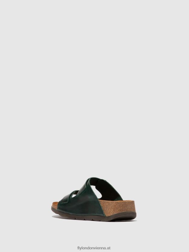 Pantoletten mit offener Zehenpartie caja721 Frauen Fly London ZV2XXB386 Zaum Benzin