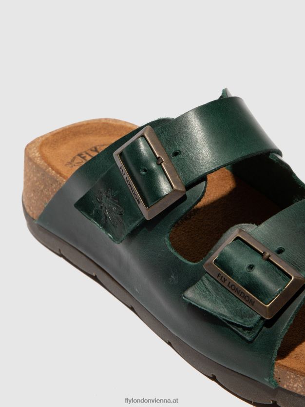 Pantoletten mit offener Zehenpartie caja721 Frauen Fly London ZV2XXB386 Zaum Benzin