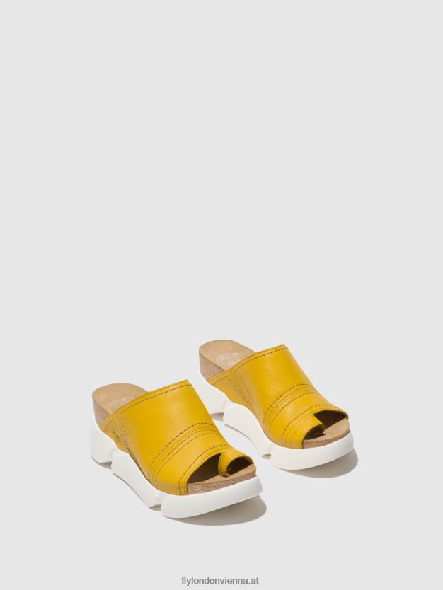 Pantoletten mit offener Zehenpartie sive866 Frauen Fly London ZV2XXB381 helles Gelb