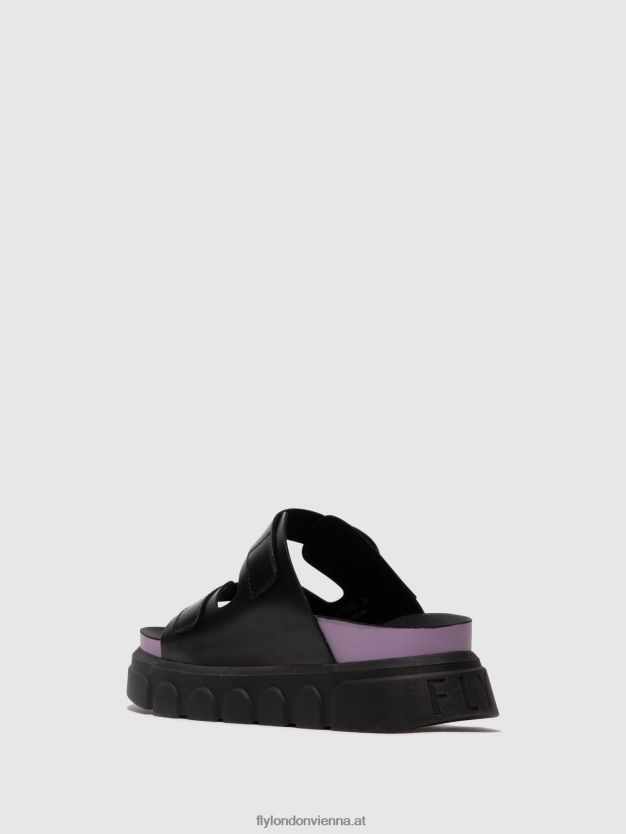 Schnallenpantoletten cide946 Frauen Fly London ZV2XXB376 schwarz (violett)