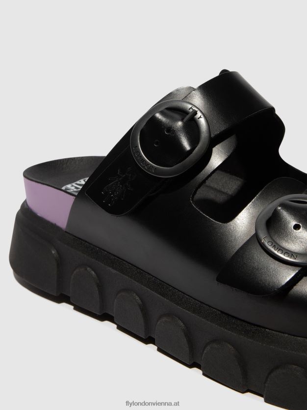 Schnallenpantoletten cide946 Frauen Fly London ZV2XXB376 schwarz (violett)