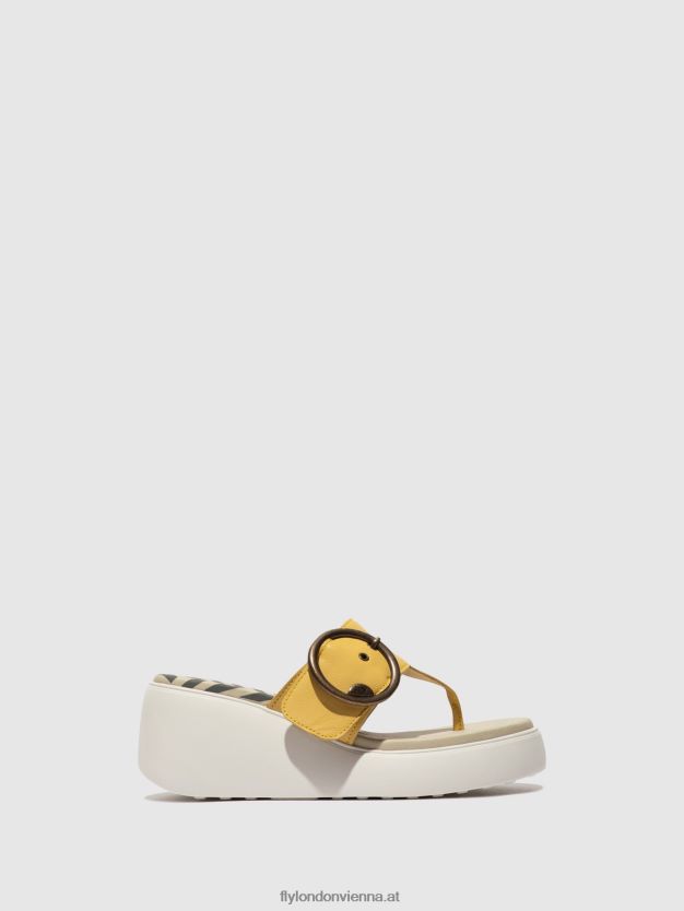 Schnallenpantoletten dafi938 Frauen Fly London ZV2XXB372 Gelb