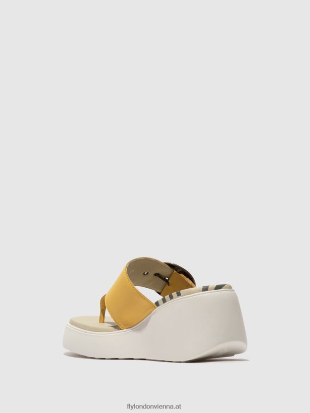 Schnallenpantoletten dafi938 Frauen Fly London ZV2XXB372 Gelb