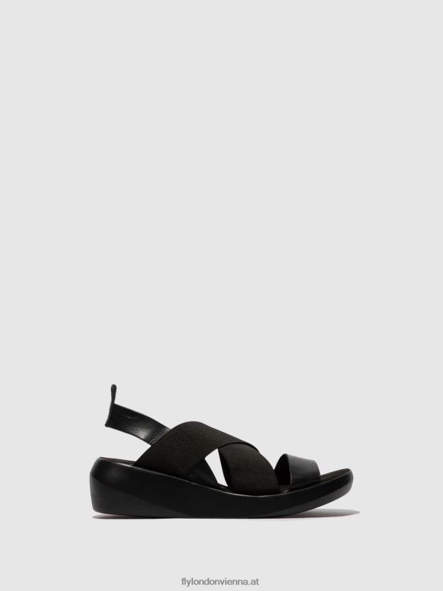 Crossover-Sandalen baji848 Frauen Fly London ZV2XXB593 Schwarz