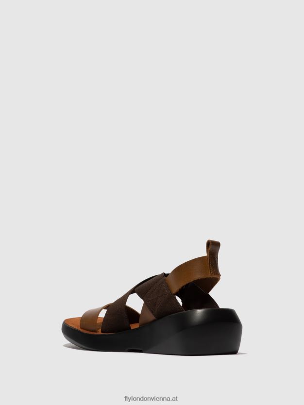 Crossover-Sandalen baji848 Frauen Fly London ZV2XXB594 Kamel