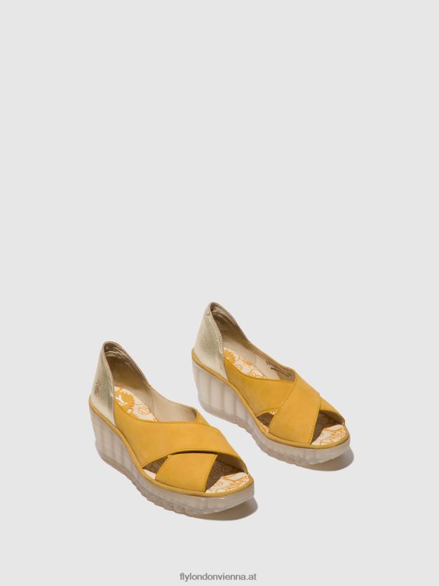 Crossover-Sandalen yoma307 Frauen Fly London ZV2XXB490 Hummel/Gold