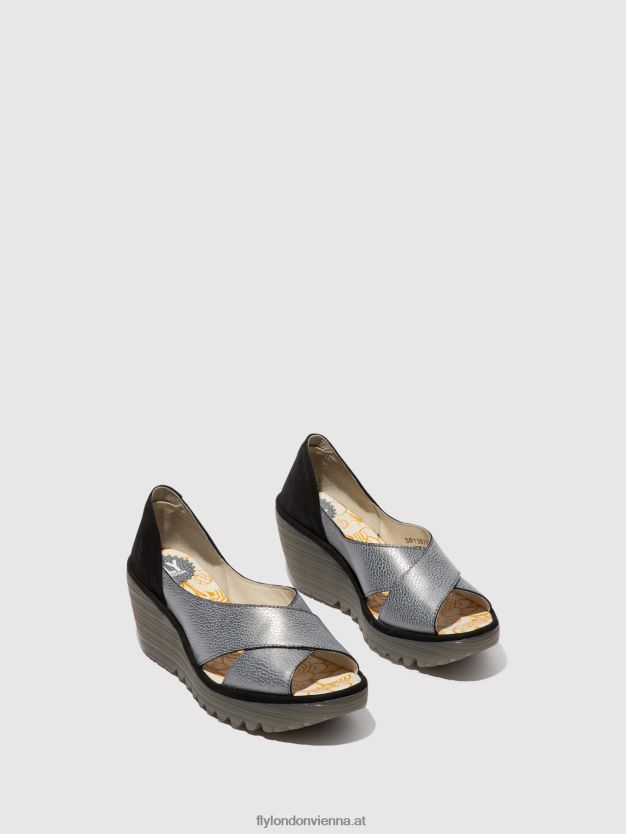 Crossover-Sandalen yoma307 Frauen Fly London ZV2XXB560 grau schwarz