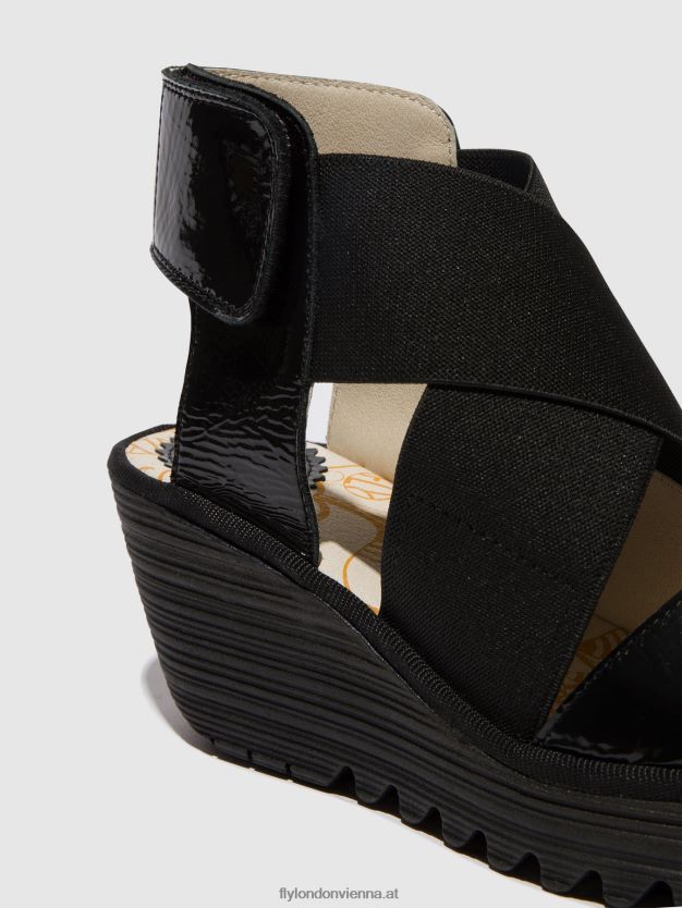 Crossover-Sandalen yuba385 Frauen Fly London ZV2XXB390 Luxorschwarz