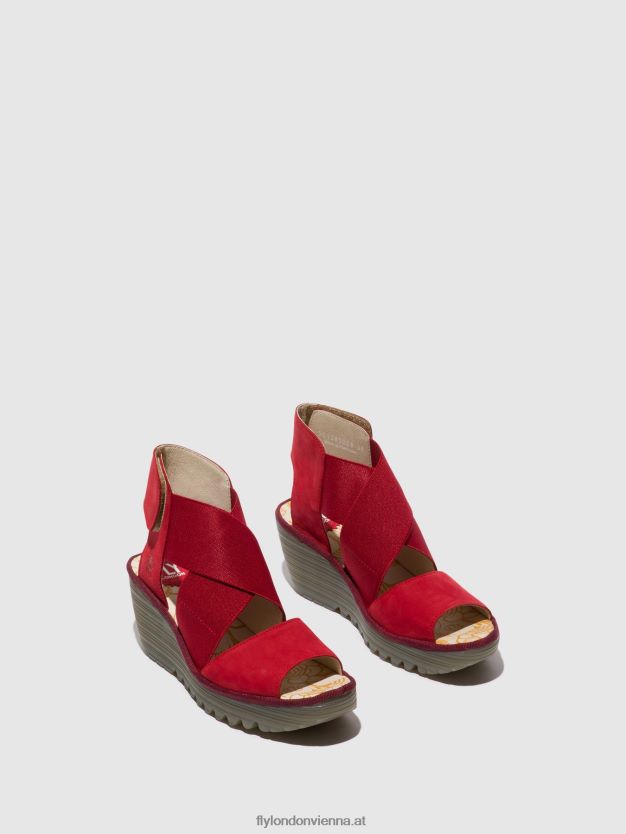 Crossover-Sandalen yuba385 Frauen Fly London ZV2XXB486 Lippenstift rot