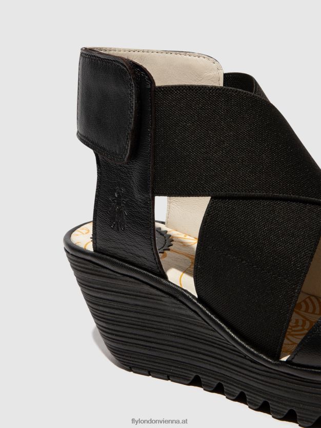 Crossover-Sandalen yuba385 Frauen Fly London ZV2XXB561 Schwarz