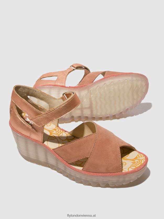 Knöchelriemensandalen yent365 Frauen Fly London ZV2XXB504 Rosa/Rougegold