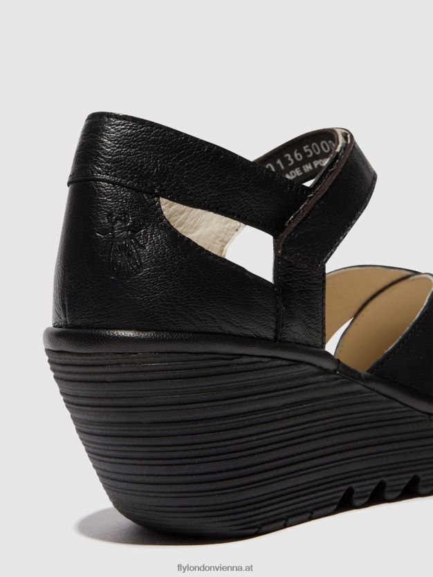 Knöchelriemensandalen yent365 Frauen Fly London ZV2XXB566 Schwarz