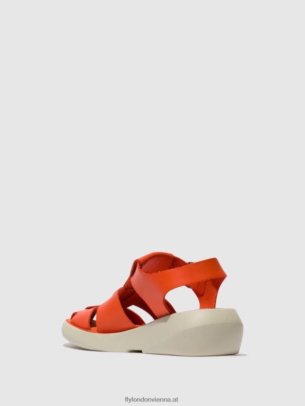 Riemchensandalen bawe842 Frauen Fly London ZV2XXB428 Koralle