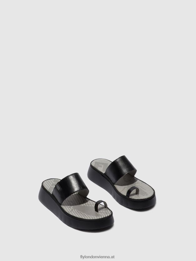 Riemchensandalen chev316 Frauen Fly London ZV2XXB607 Mousse schwarz