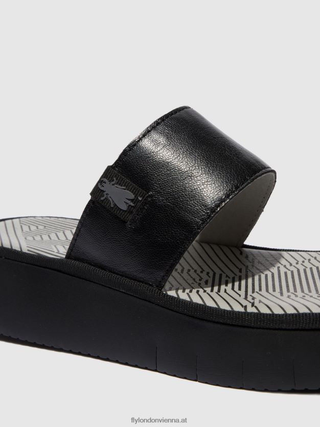 Riemchensandalen chev316 Frauen Fly London ZV2XXB607 Mousse schwarz