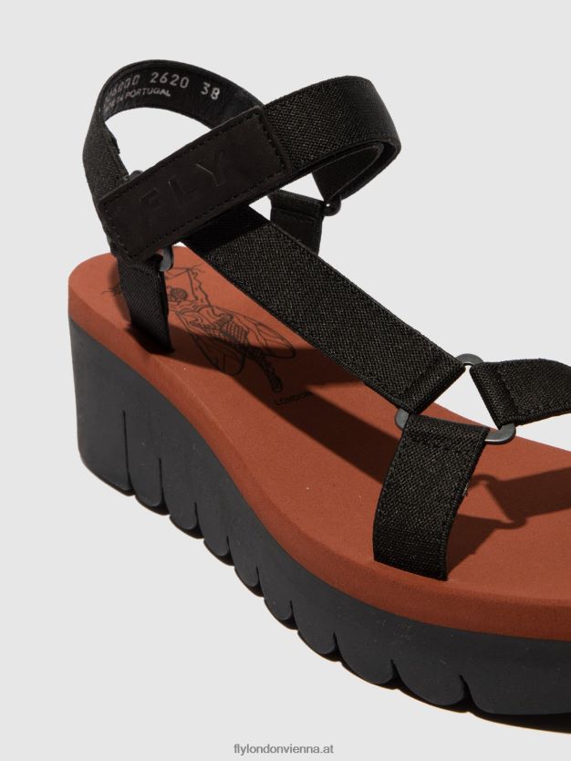 Sandalen mit Klettverschluss yefa726 Frauen Fly London ZV2XXB609 cupido schwarz (Ziegel)