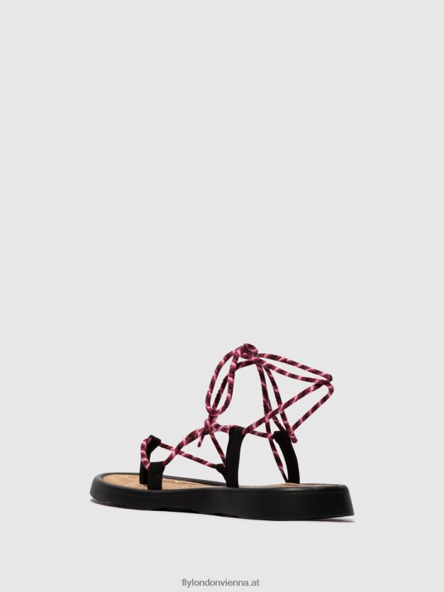 Schnürsandalen tace874 Frauen Fly London ZV2XXB550 schwarz (lila)