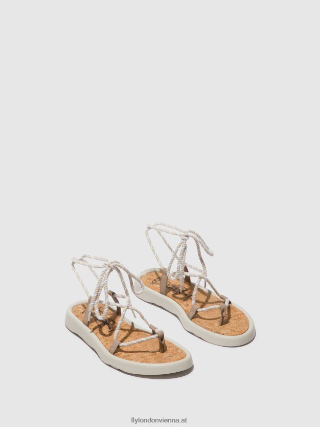 Schnürsandalen tace874 Frauen Fly London ZV2XXB552 Beton (offwhite)