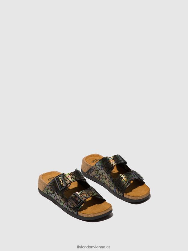 Schnallensandalen caja721 Frauen Fly London ZV2XXB500 schwarzes Benzin