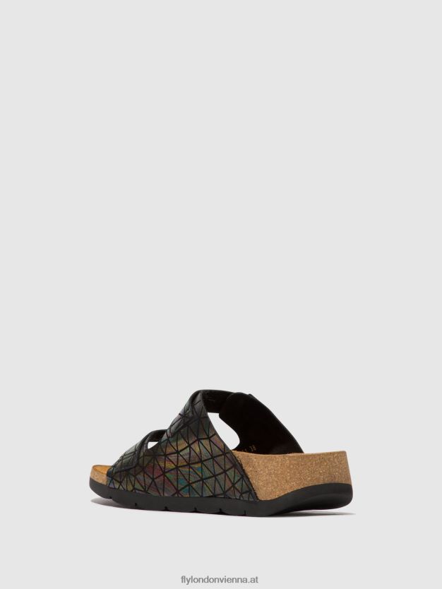 Schnallensandalen caja721 Frauen Fly London ZV2XXB500 schwarzes Benzin