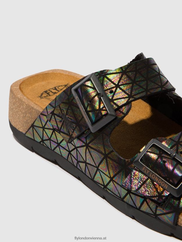 Schnallensandalen caja721 Frauen Fly London ZV2XXB500 schwarzes Benzin