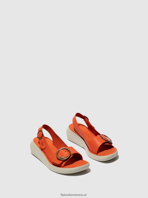 Slingback-Sandalen berk754 Frauen Fly London ZV2XXB585 Koralle