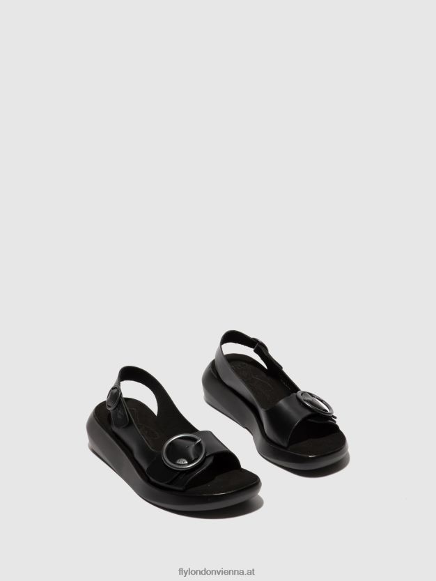 Slingback-Sandalen berk754 Frauen Fly London ZV2XXB603 Zaumzeug schwarz
