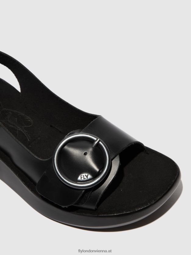 Slingback-Sandalen berk754 Frauen Fly London ZV2XXB603 Zaumzeug schwarz