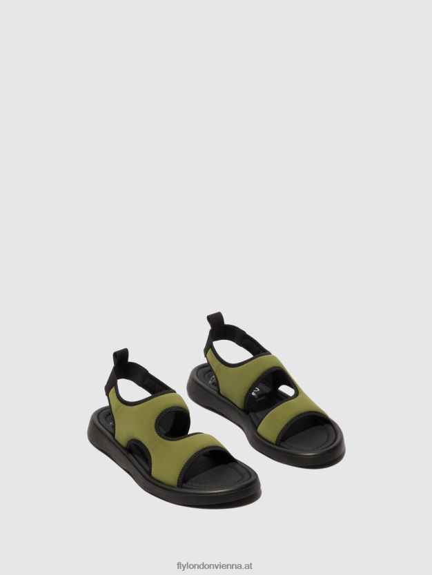 Slingback-Sandalen treq930 Frauen Fly London ZV2XXB451 oliv/schwarz