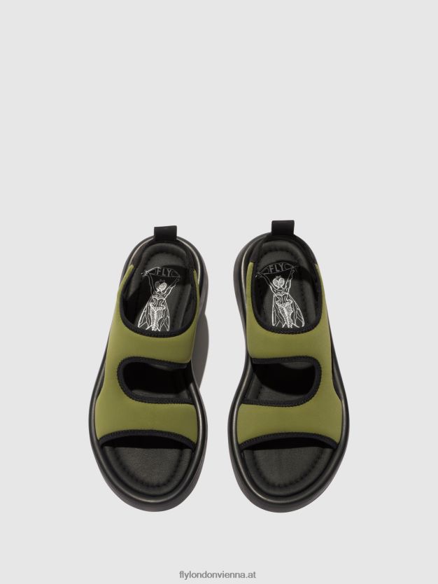 Slingback-Sandalen treq930 Frauen Fly London ZV2XXB451 oliv/schwarz