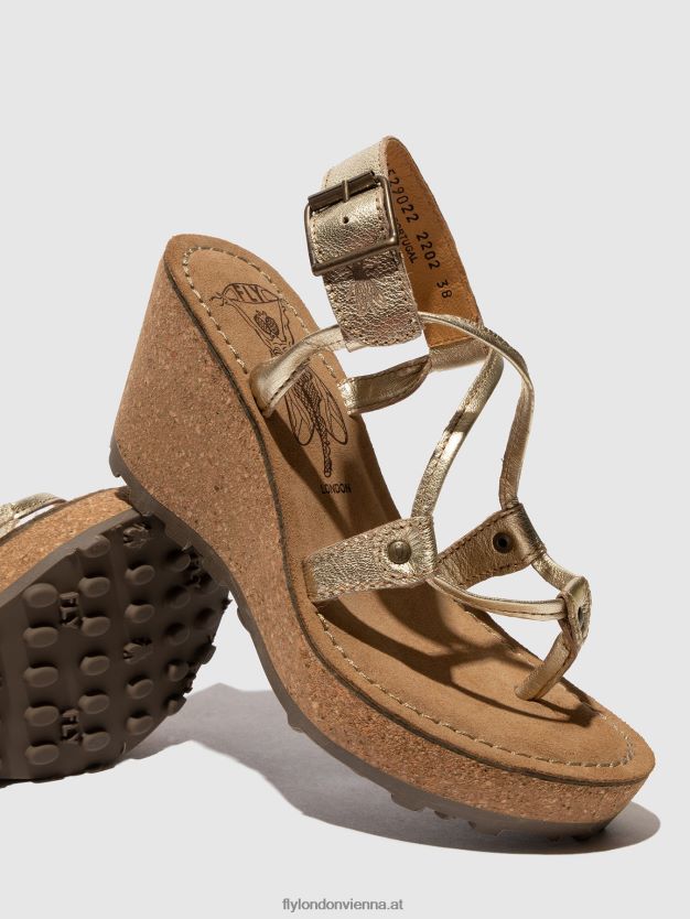 T-Riemen-Sandalen, meine Güte Frauen Fly London ZV2XXB521 Gold