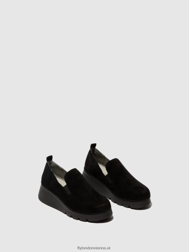 Slipper pece406 Frauen Fly London ZV2XXB665 Wildleder schwarz