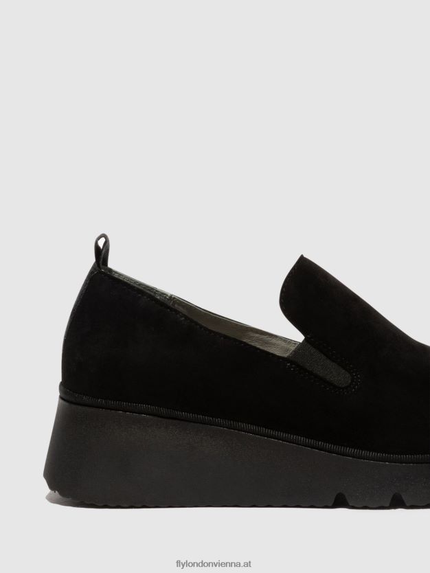 Slipper pece406 Frauen Fly London ZV2XXB665 Wildleder schwarz