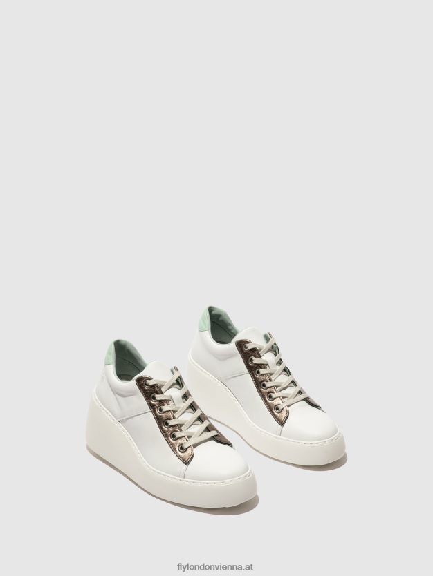 Schnürsneaker delf580 Frauen Fly London ZV2XXB722 Weiß/Bronzegraphit/Mint