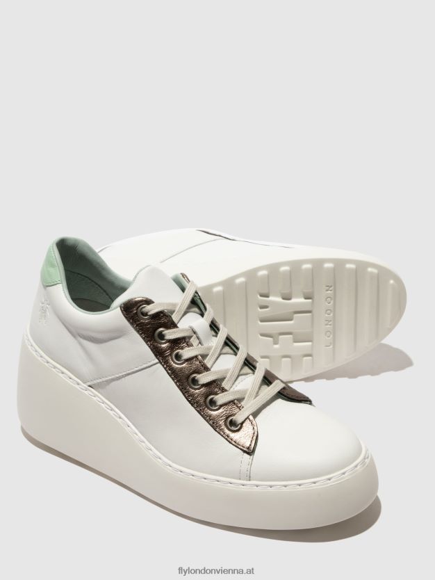 Schnürsneaker delf580 Frauen Fly London ZV2XXB722 Weiß/Bronzegraphit/Mint
