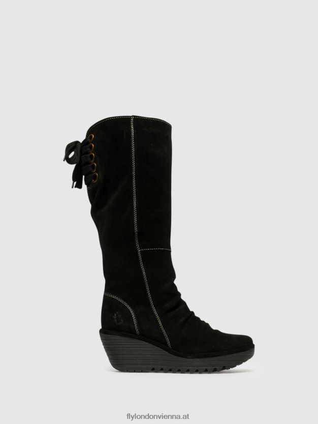 kniehohe Stiefel yust Frauen Fly London ZV2XXB354 Schwarz