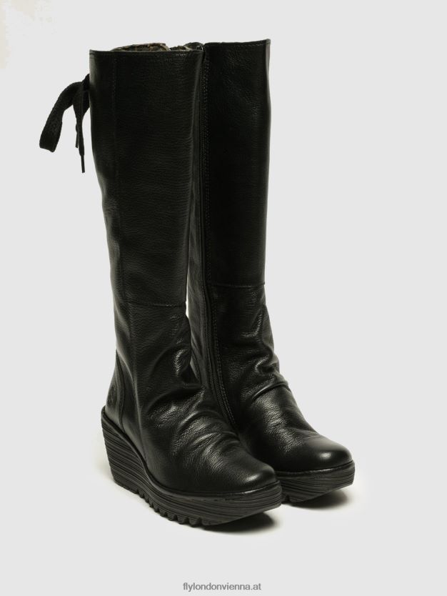 kniehohe Stiefel yust Frauen Fly London ZV2XXB355 Schwarz