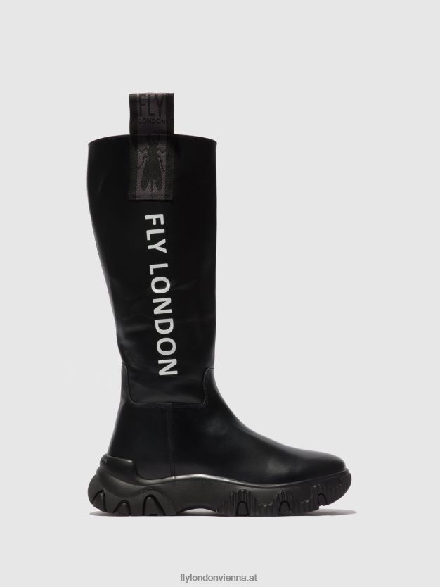 Stiefel mit Reißverschluss febe886 Frauen Fly London ZV2XXB312 Tunderschwarz