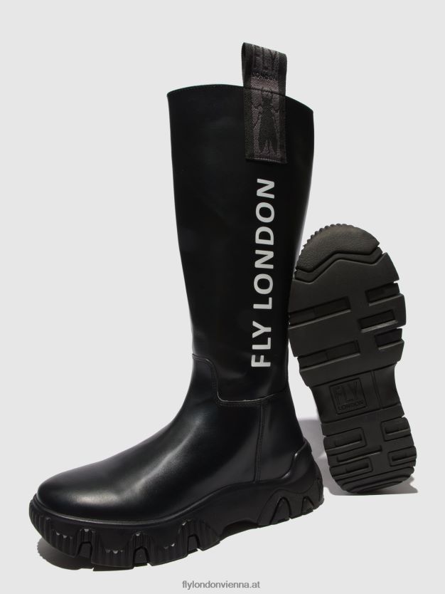Stiefel mit Reißverschluss febe886 Frauen Fly London ZV2XXB312 Tunderschwarz