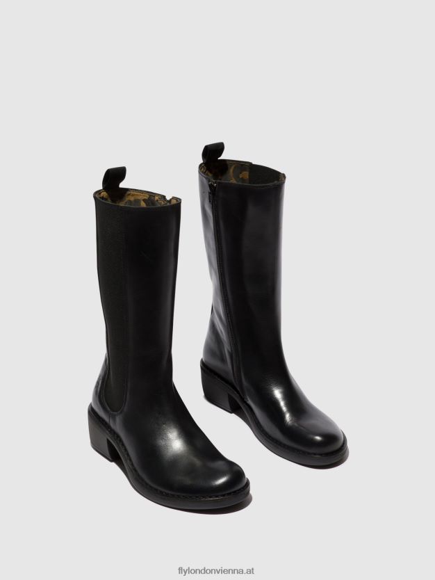 Stiefel mit Reißverschluss mada081 Frauen Fly London ZV2XXB307 Schwarz