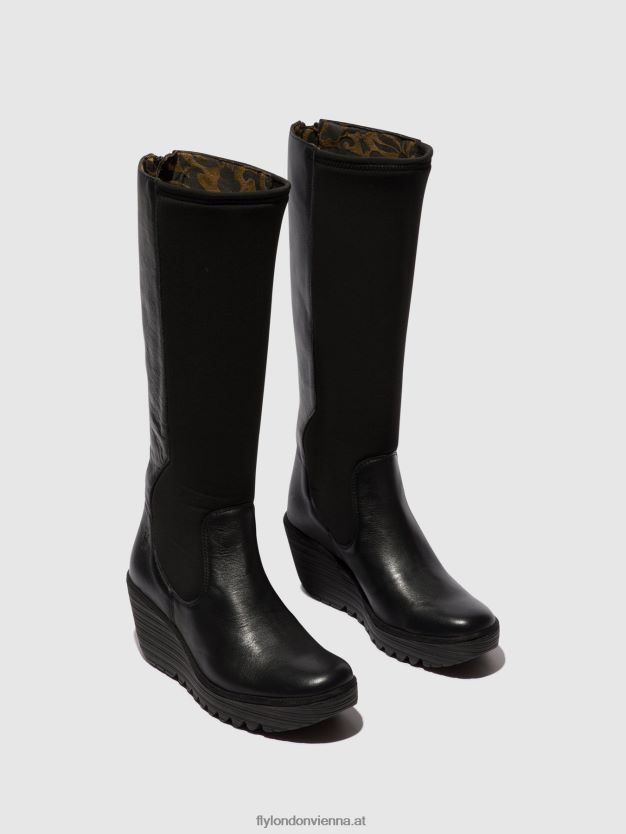 Stiefel mit Reißverschluss yoja401 Frauen Fly London ZV2XXB295 Schwarz