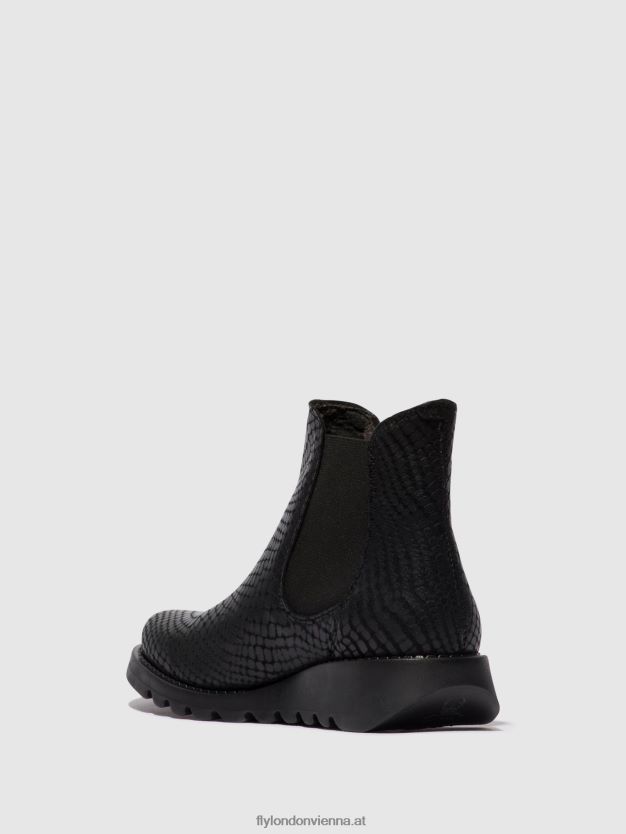 Chelsea-Stiefeletten Frauen Fly London ZV2XXB14 Salv Kroko schwarz