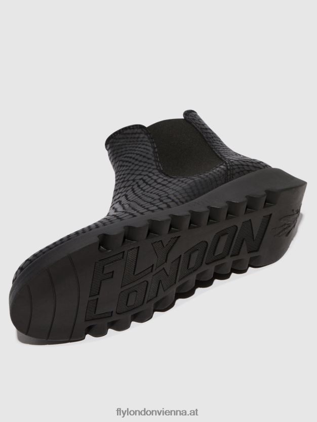 Chelsea-Stiefeletten Frauen Fly London ZV2XXB14 Salv Kroko schwarz