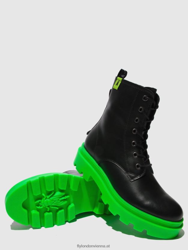 Schnürstiefeletten jacy881 Frauen Fly London ZV2XXB162 Nausica Black (grüne Sohle)