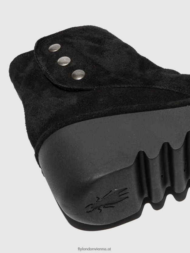 Stiefeletten mit Reißverschluss brom344 Frauen Fly London ZV2XXB182 Ölsuede schwarz