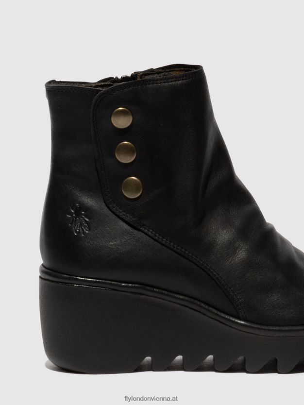 Stiefeletten mit Reißverschluss brom344 Frauen Fly London ZV2XXB66 Schwarz