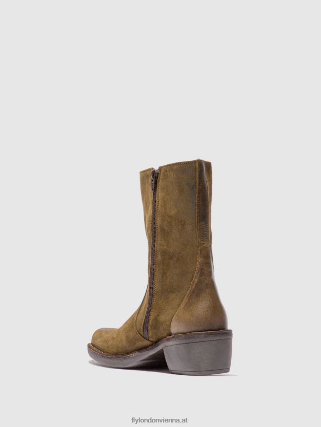 Stiefeletten mit Reißverschluss mane073 Frauen Fly London ZV2XXB180 Ölsuede/Teppichschlamm/Oliv